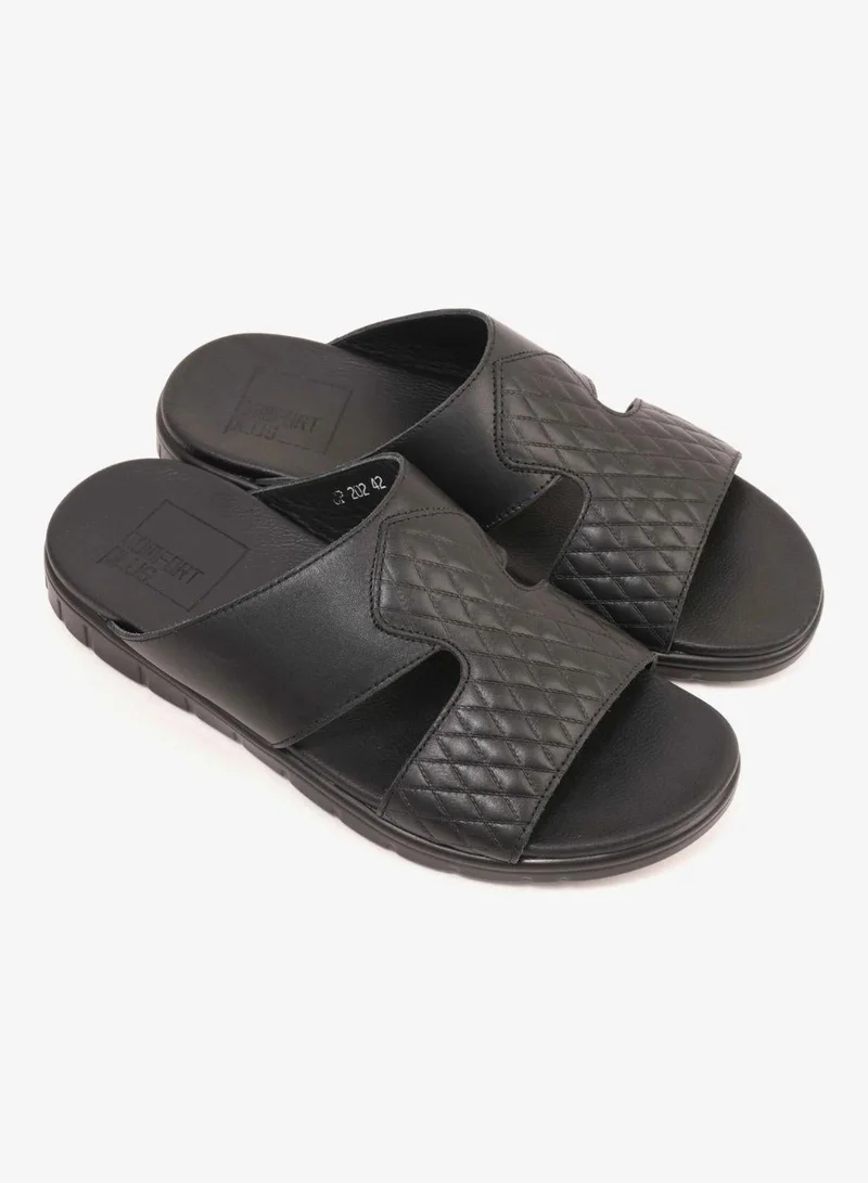 كومفورت بلس صندل رجالي مبطن بالجلد بتصميم أنيق بفتحات أسود